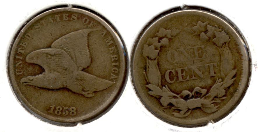 1858 Small Letters Flying Eagle Cent VG-8 l