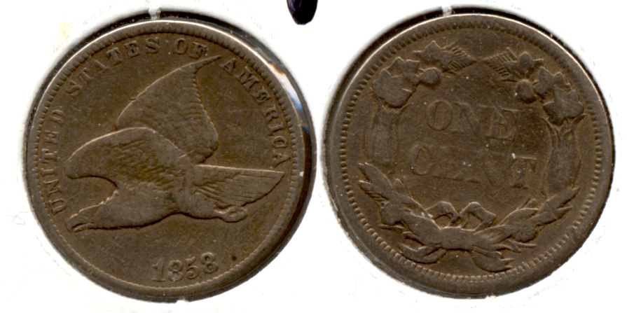 1858 Small Letters Flying Eagle Cent VG-8 m Cleaned