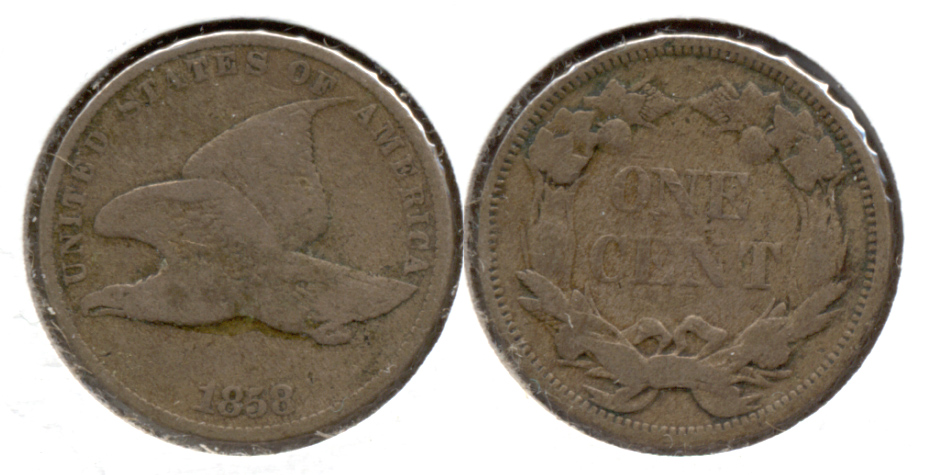 1858 Small Letters Flying Eagle Cent VG-8 o