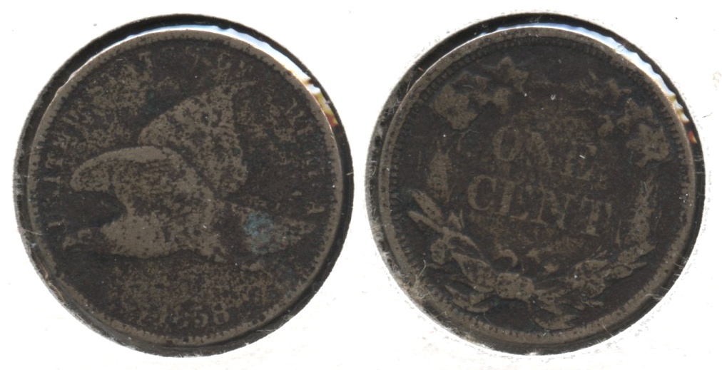 1858 Small Letters Flying Eagle Cent VG-8 #u Dark
