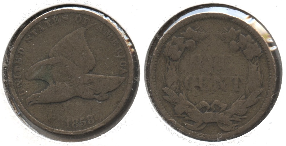 1858 Small Letters Flying Eagle Cent VG-8 #x Rim Bump