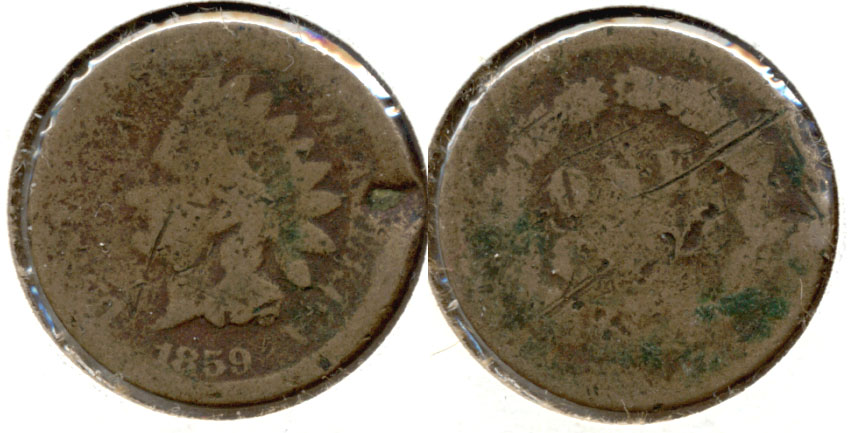 1859 Indian Head Cent AG-3 t Obverse Hit