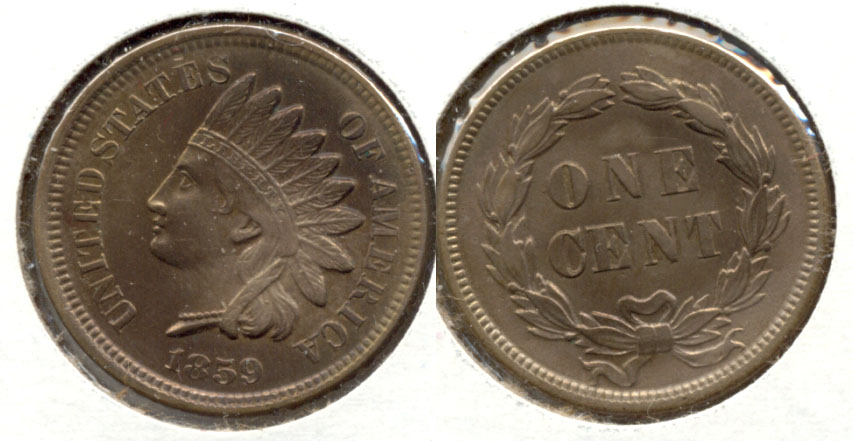 1859 Indian Head Cent AU-58 Cleaned