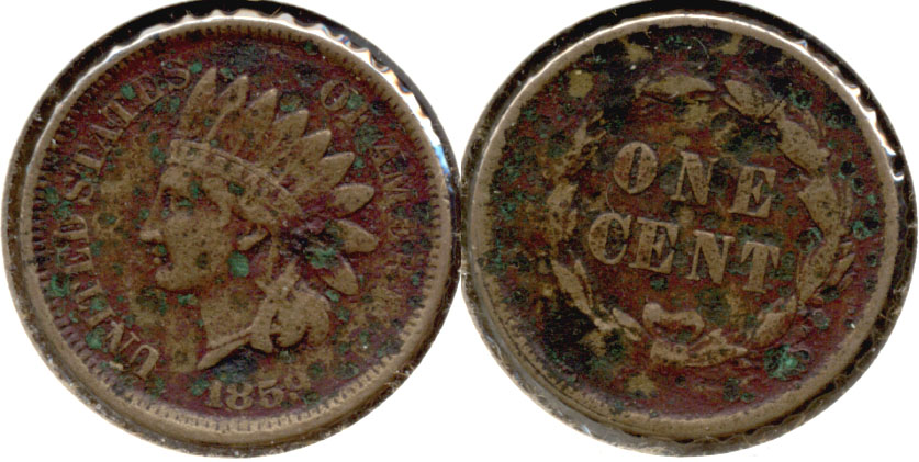 1859 Indian Head Cent Fine-12 Corrosion