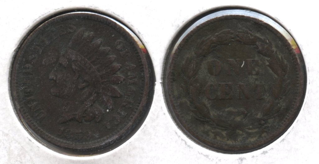 1859 Indian Head Cent Fine-12 #w Dark