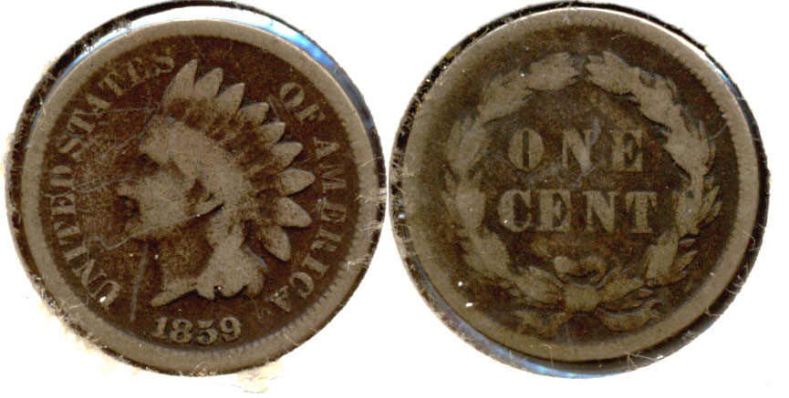 1859 Indian Head Cent Good-4 ab Dark Fields
