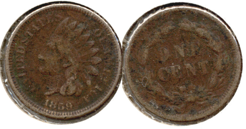 1859 Indian Head Cent Good-4 an Dark