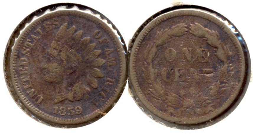 1859 Indian Head Cent Good-4 ao Rough Surfaces
