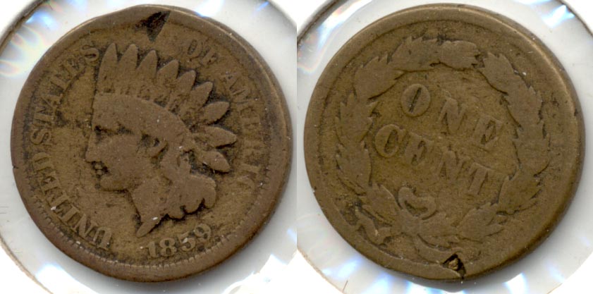 1859 Indian Head Cent Good-4 ap Edge Hit