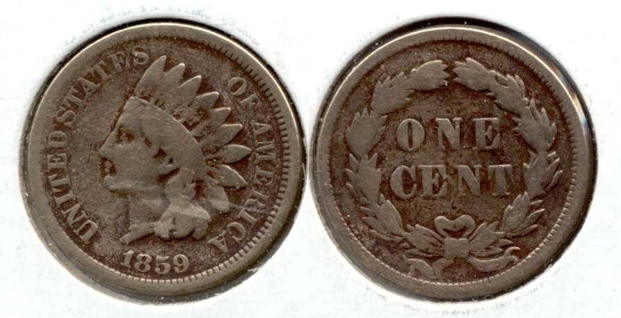 1859 Indian Head Cent Good-4 bk Cleaned