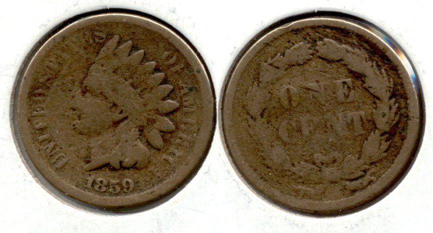 1859 Indian Head Cent Good-4 bl Slight Pitting