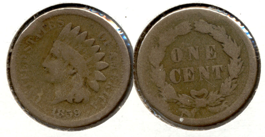 1859 Indian Head Cent Good-4 bm Rim Bump