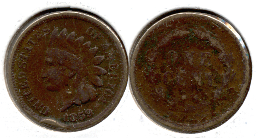 1859 Indian Head Cent Good-4 br Rim Bump