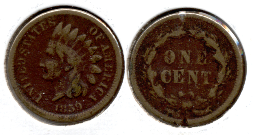 1859 Indian Head Cent Good-4 bs Reverse Chops