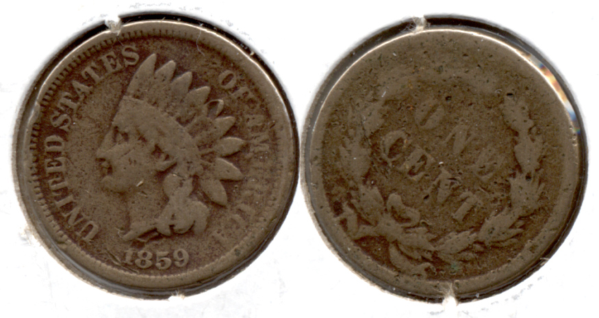 1859 Indian Head Cent Good-4 bt Rough Rotated Reverse
