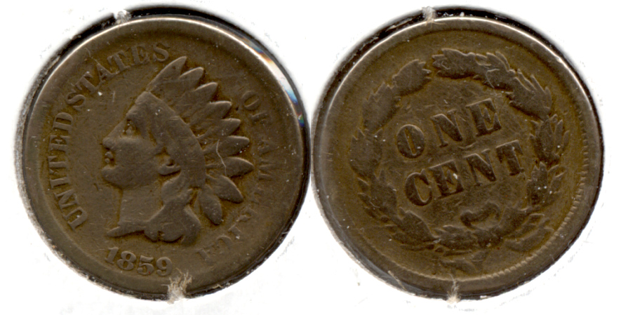 1859 Indian Head Cent Good-4 bv Cleaned