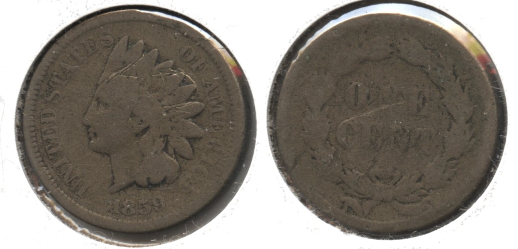 1859 Indian Head Cent Good-4 #ch Obverse Scratch