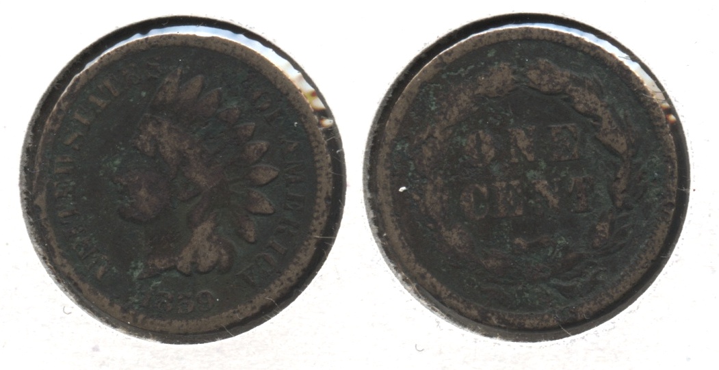 1859 Indian Head Cent Good-4 #cv Very Dark