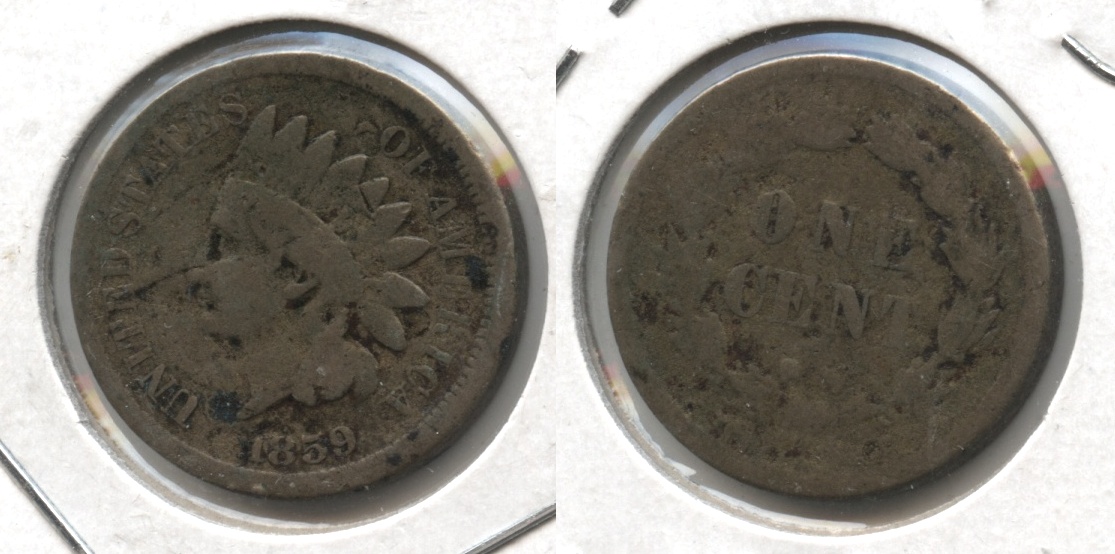 1859 Indian Head Cent Good-4 #db Bit Rough