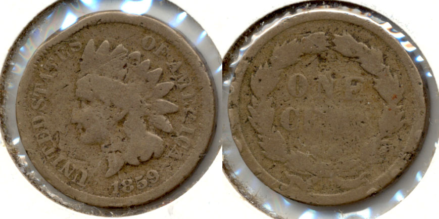 1859 Indian Head Cent Good-4 e Edge Ding