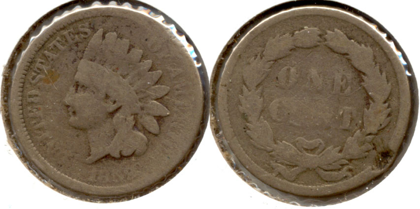 1859 Indian Head Cent Good-4 f Reverse Ding