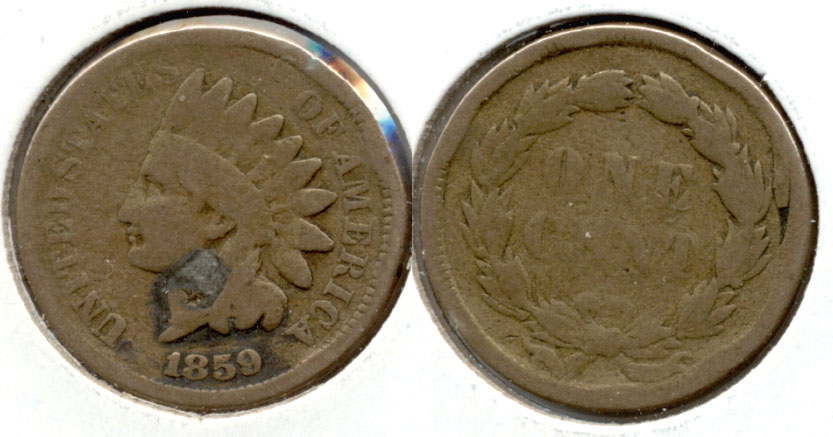 1859 Indian Head Cent Good-4 j Obverse Spot
