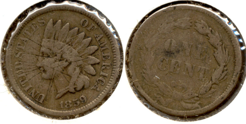 1859 Indian Head Cent Good-4 n Obverse Scratches