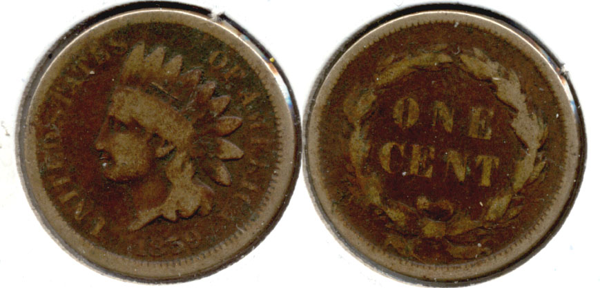 1859 Indian Head Cent Good-4 q Dark