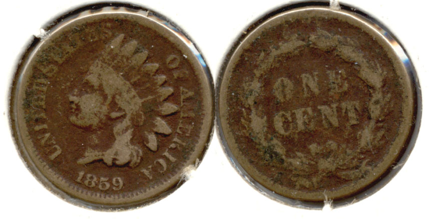 1859 Indian Head Cent Good-4 y Dark