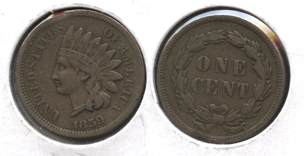 1859 Indian Head Cent VF-20 #m Rim Clip