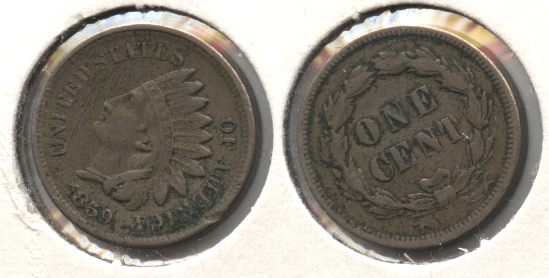 1859 Indian Head Cent VF-20 #r Edge Bump