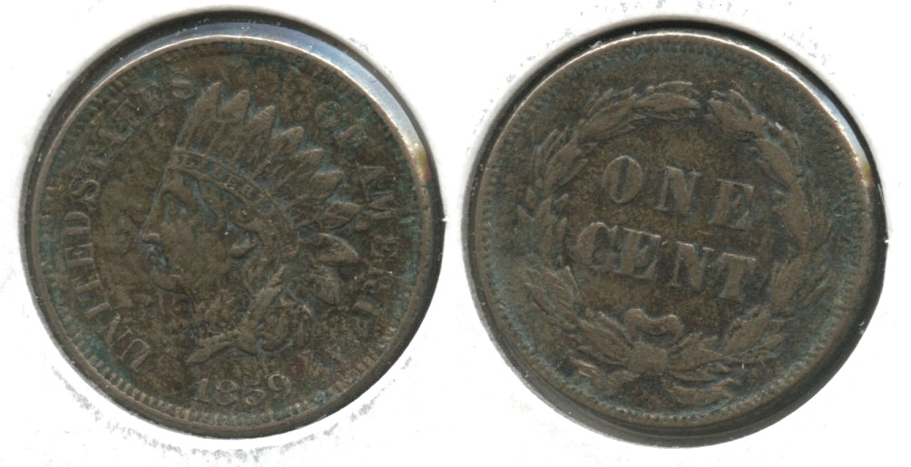 1859 Indian Head Cent VF-20 #t Porous