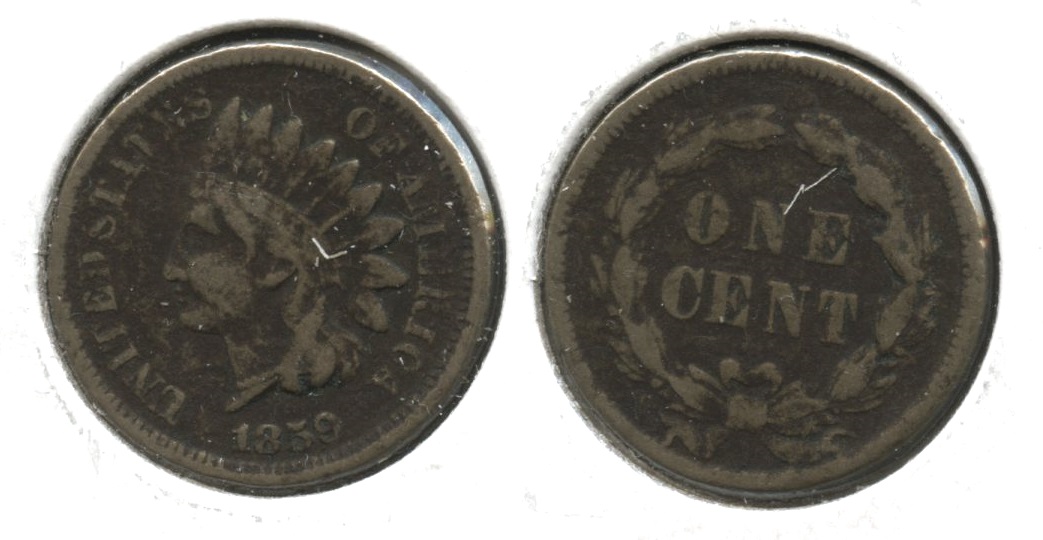 1859 Indian Head Cent VG-8 #af Dark