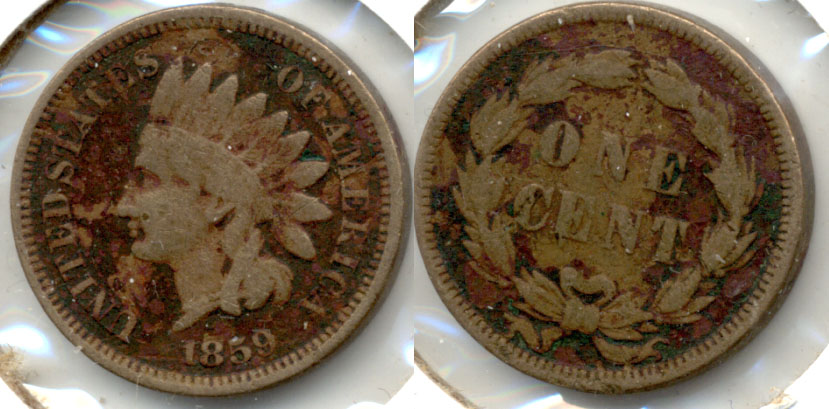 1859 Indian Head Cent VG-8 c Dark