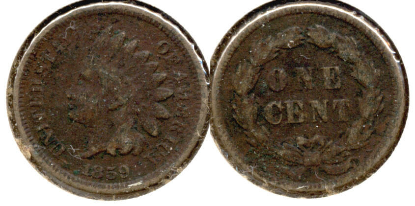 1859 Indian Head Cent VG-8 j Dark