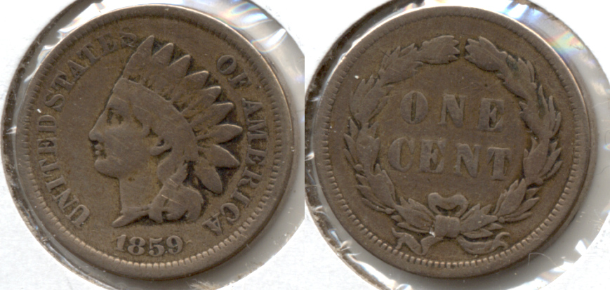 1859 Indian Head Cent VG-8 v Cleaned