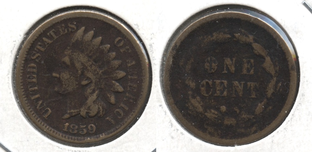 1859 Indian Head Cent VG-8 #w Dark
