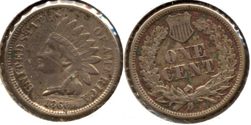 1860 Indian Head Cent Fine-12 a Cleaned Scratched