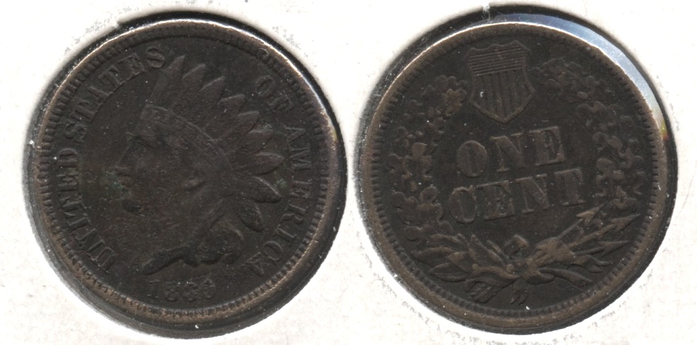 1860 Indian Head Cent Fine-12 #d Dark