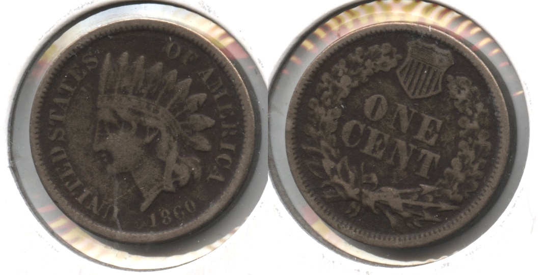 1860 Indian Head Cent Fine-12 #h Dark