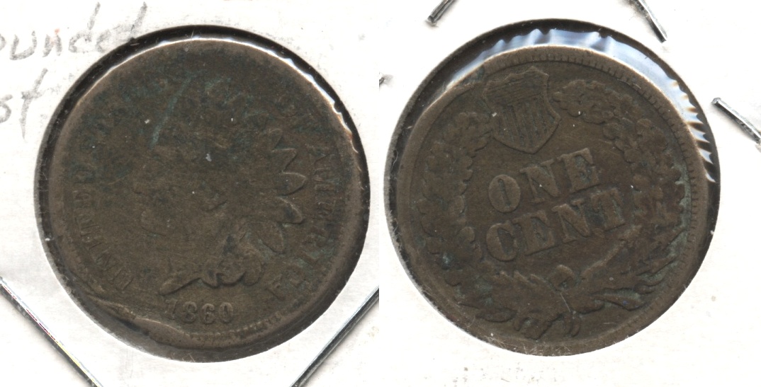 1860 Indian Head Cent Good-4 #as Rim Bump