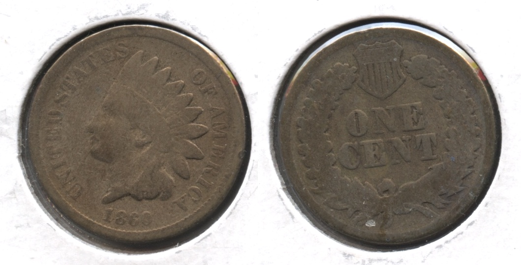 1860 Indian Head Cent Good-4 #bd Cleaned