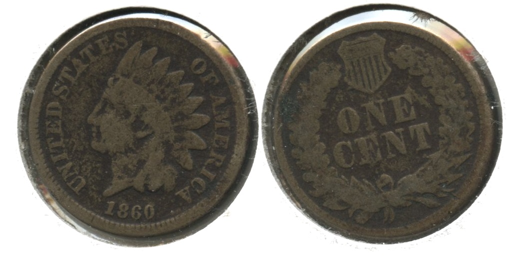 1860 Indian Head Cent Good-4 #bk Bit Dark