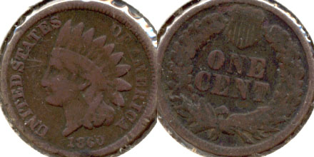 1860 Indian Head Cent Good-4 k Dark