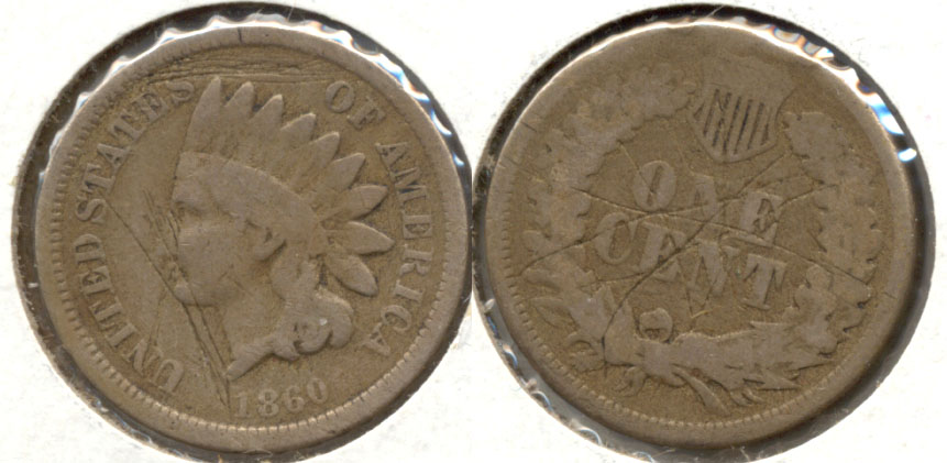 1860 Indian Head Cent Good-4 l Scratches