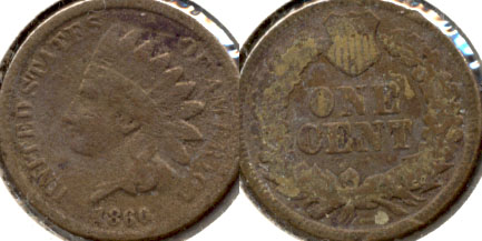 1860 Indian Head Cent Good-4 m Dark