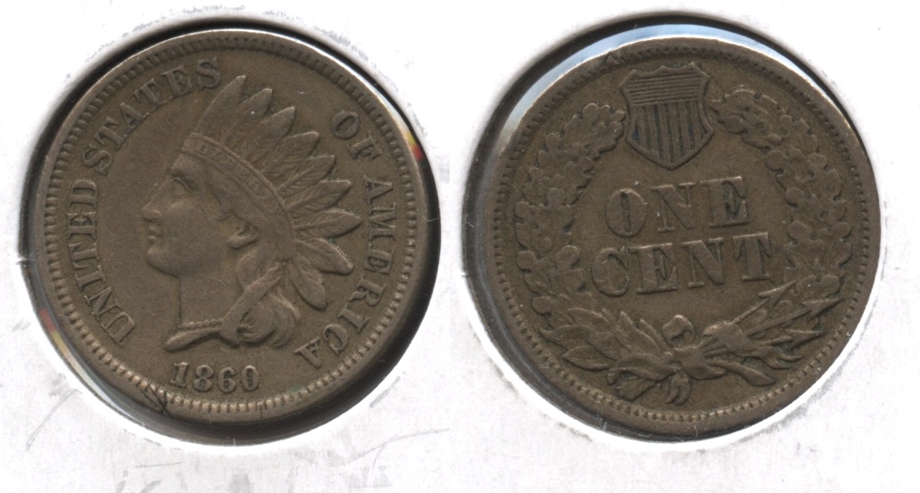 1860 Indian Head Cent VF-20 #h Cleaned Retoned