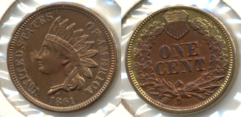 1861 Indian Head Cent AU-50