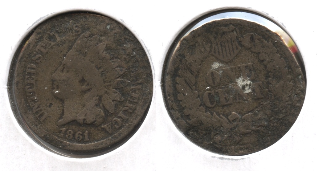 1861 Indian Head Cent Good-4 #ae Damage