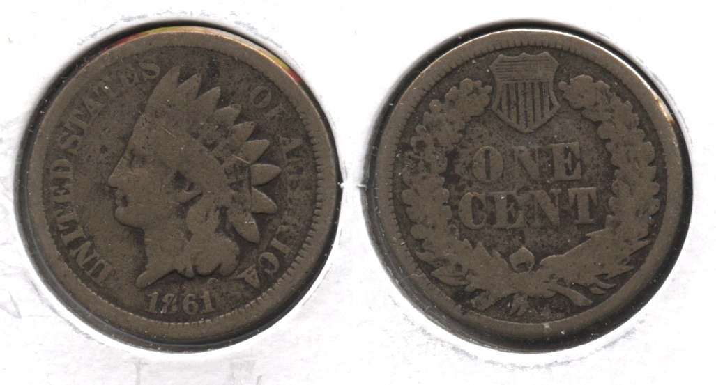 1861 Indian Head Cent Good-4 #af Lightly Porous